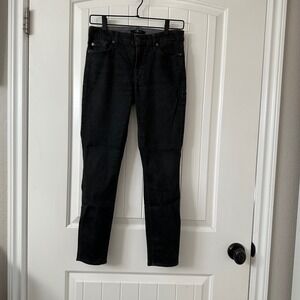 7 For All Mankind Ankle‎ Skinny Jeans Black Wash Denim Size 28